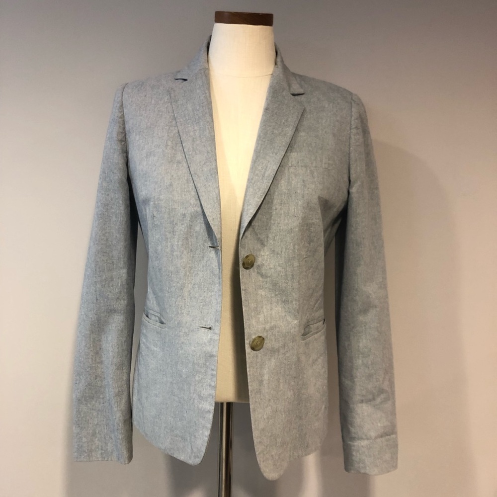 J Crew Light Wash Chambray Colored Blazer